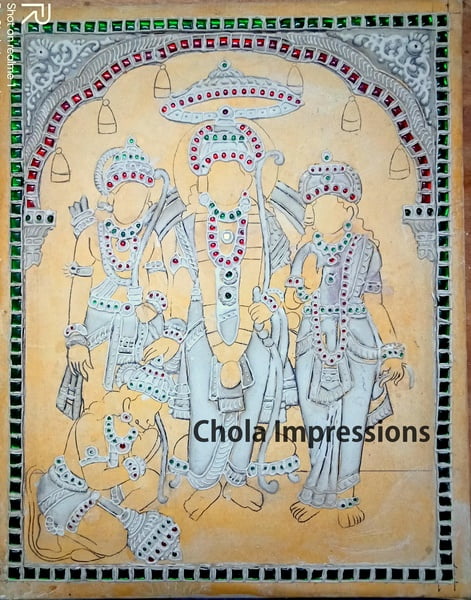 Ram Darbar Ready made Embossed Tanjore Muck Board Ram Darbar Ready made Embossed Tanjore Muck Board